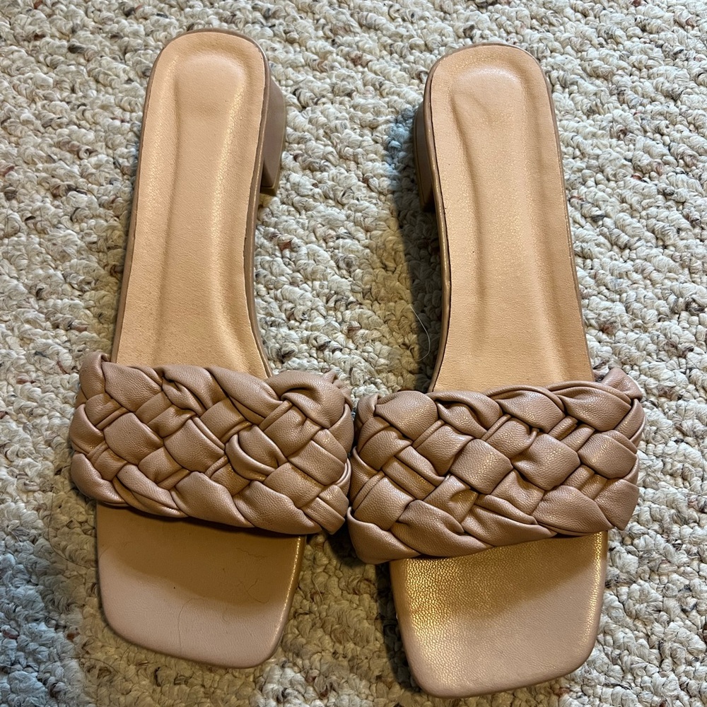 Nude Braided Sandel with Small Heel